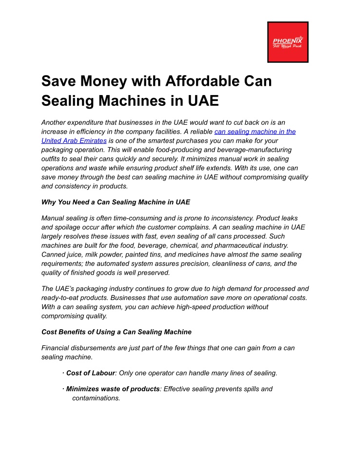 PPT - Save Money with Affordable Can Sealing Machines PowerPoint Presentation - ID:14594213